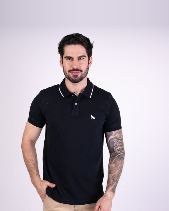 Acostamento Polo en maille texturée, noir