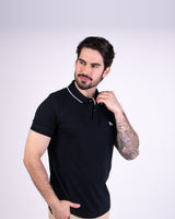 Acostamento Polo en maille texturée, noir – photo 4