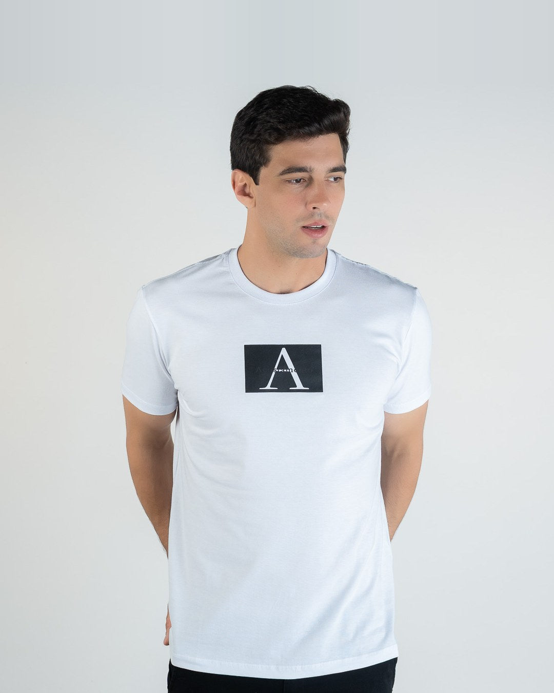 Acostamento T-shirt Letter Central en coton, blanc