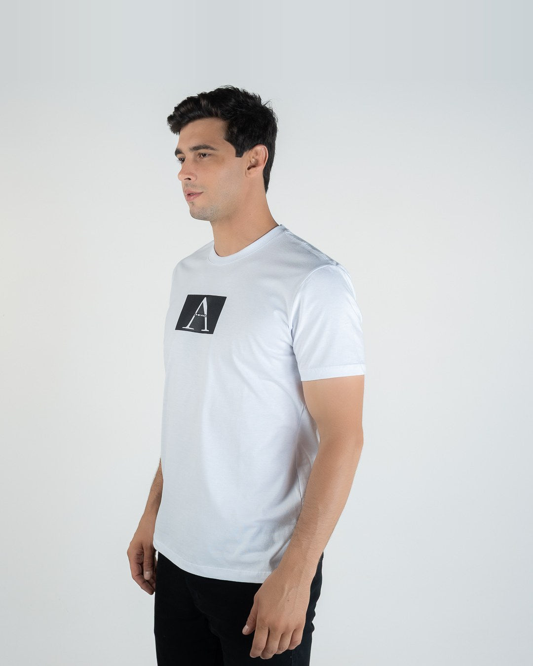 Acostamento T-shirt Letter Central en coton, blanc