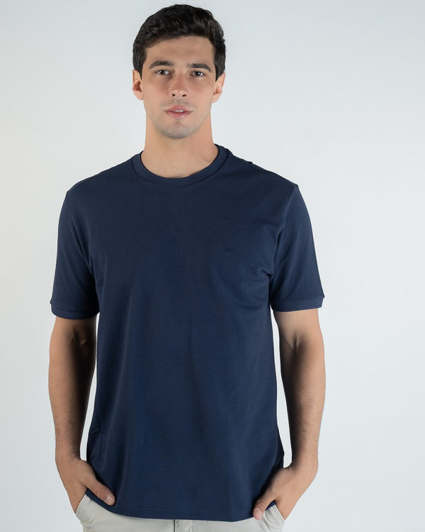 Aramis T-shirt à col texturé en coton, bleu marine