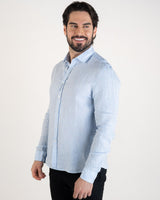 CK Chemise en lin à manches longues, bleu ciel – photo 4