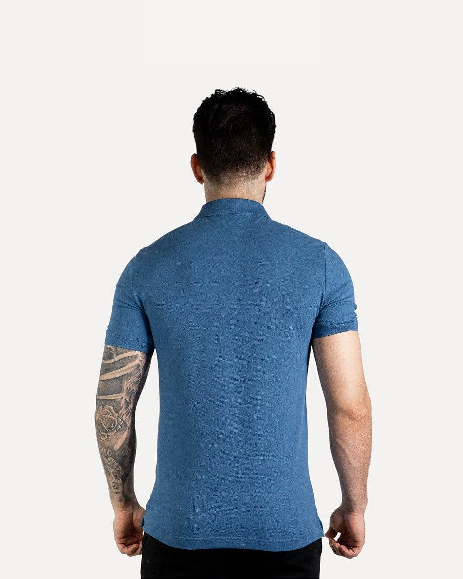 CK Polo en coton stretch, bleu moyen