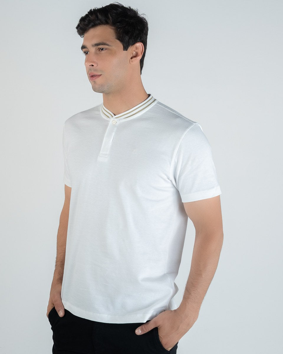 CK Polo à liseré en coton, beige