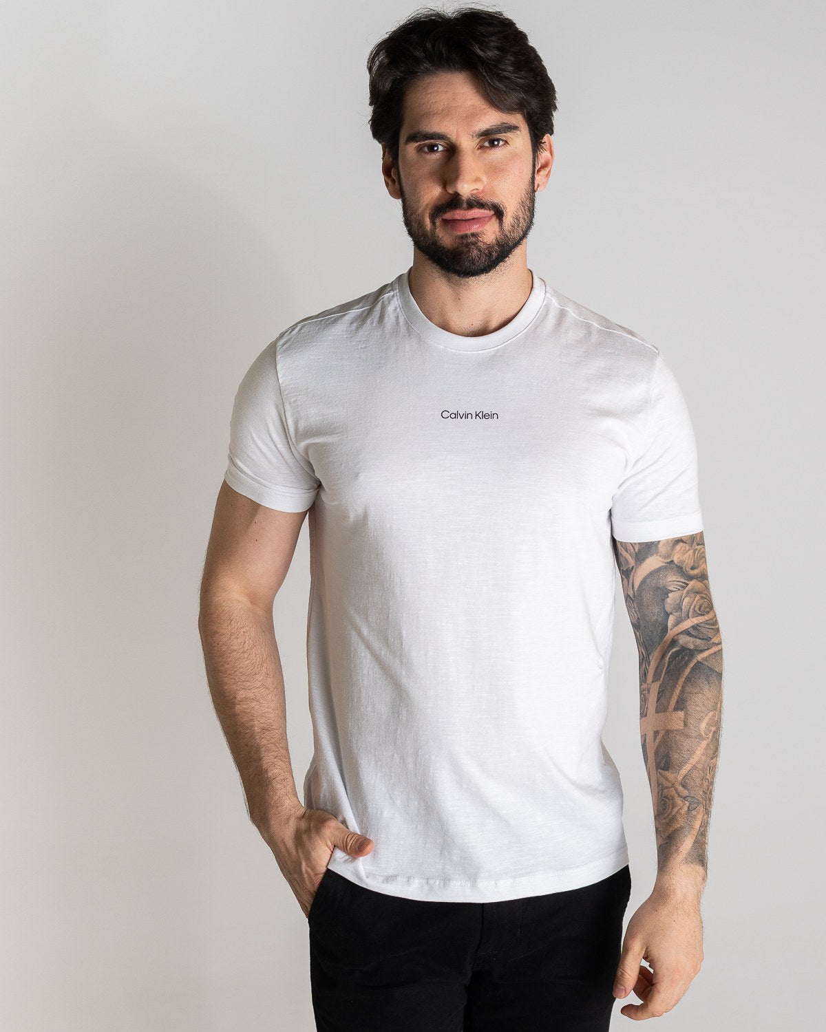 CK T-shirt en coton flammé, blanc