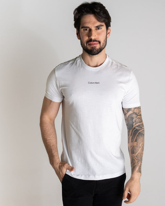 CK T-shirt en coton flammé, blanc