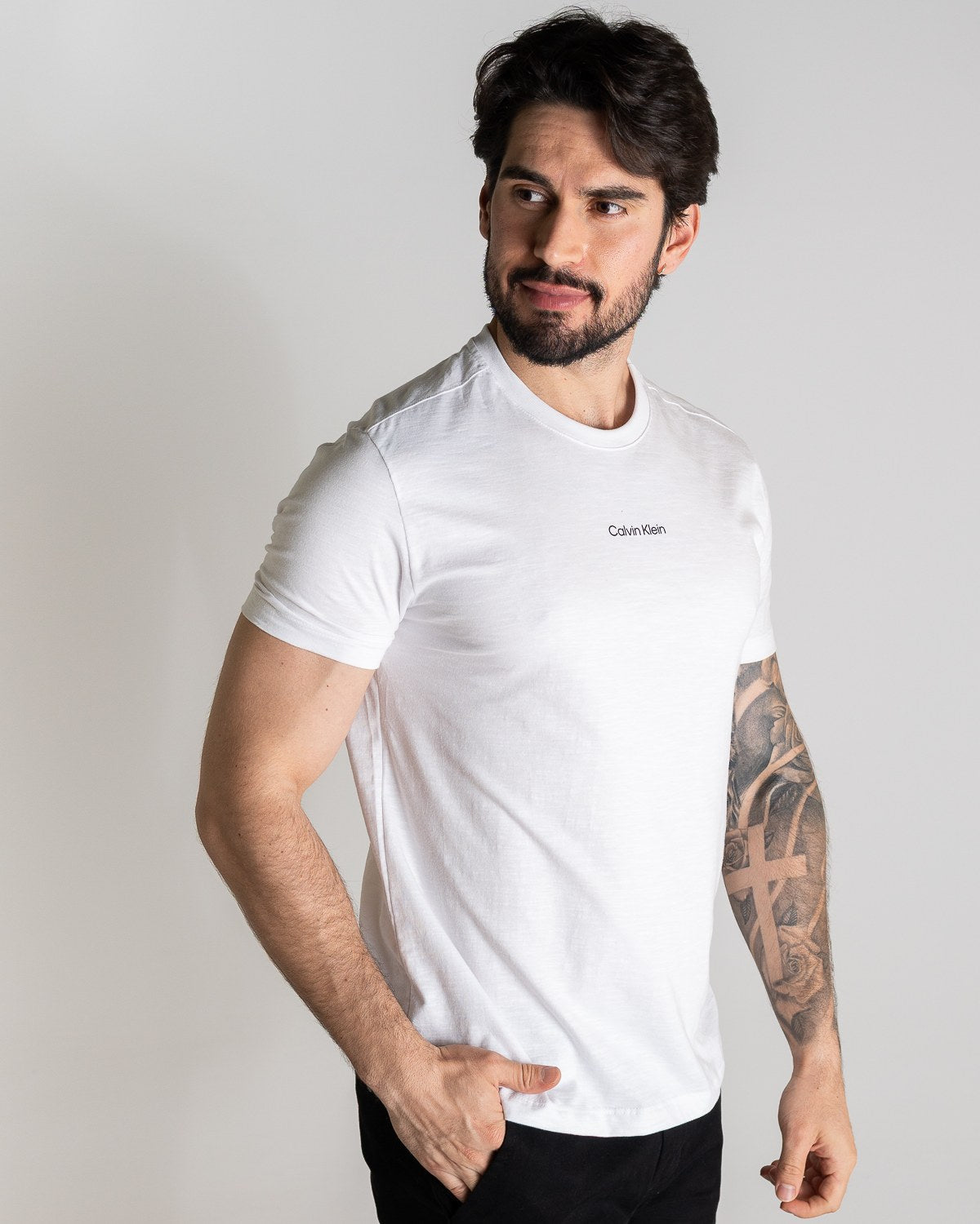 CK T-shirt en coton flammé, blanc