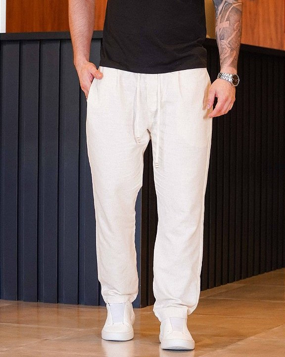 Forum Pantalon en lin, blanc cassé